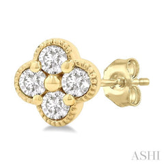 .20CTRDDM CLOVER EARRINGS YG 14K-G*