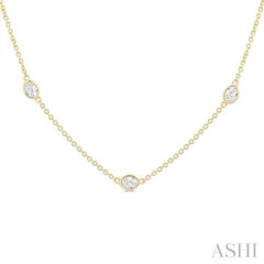 1 1/2 ctw Bezel Set Oval Cut Diamond Station Necklace in 14K Yellow Gold