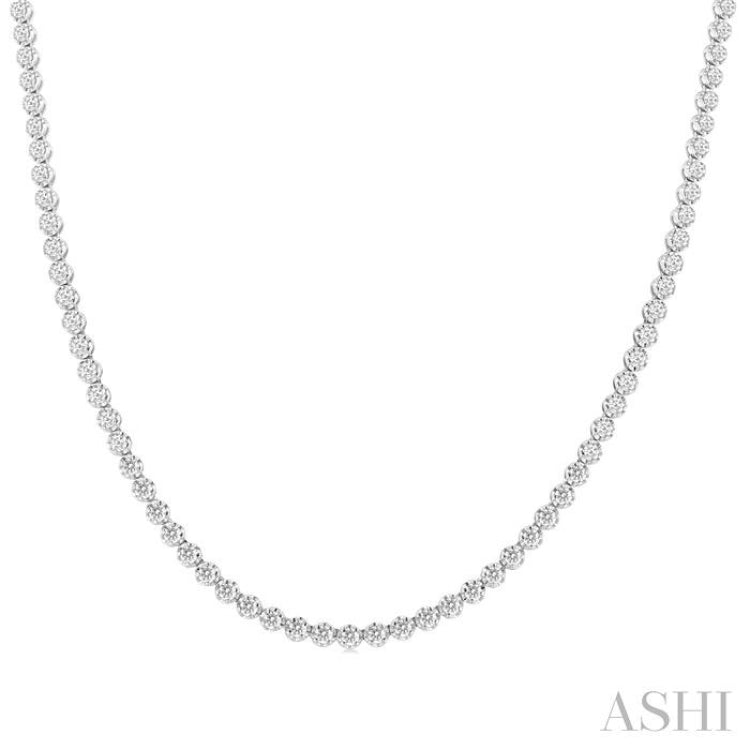 7 ctw Illusion Round Cut Diamond Eternity Tennis Necklace in 14K White Gold