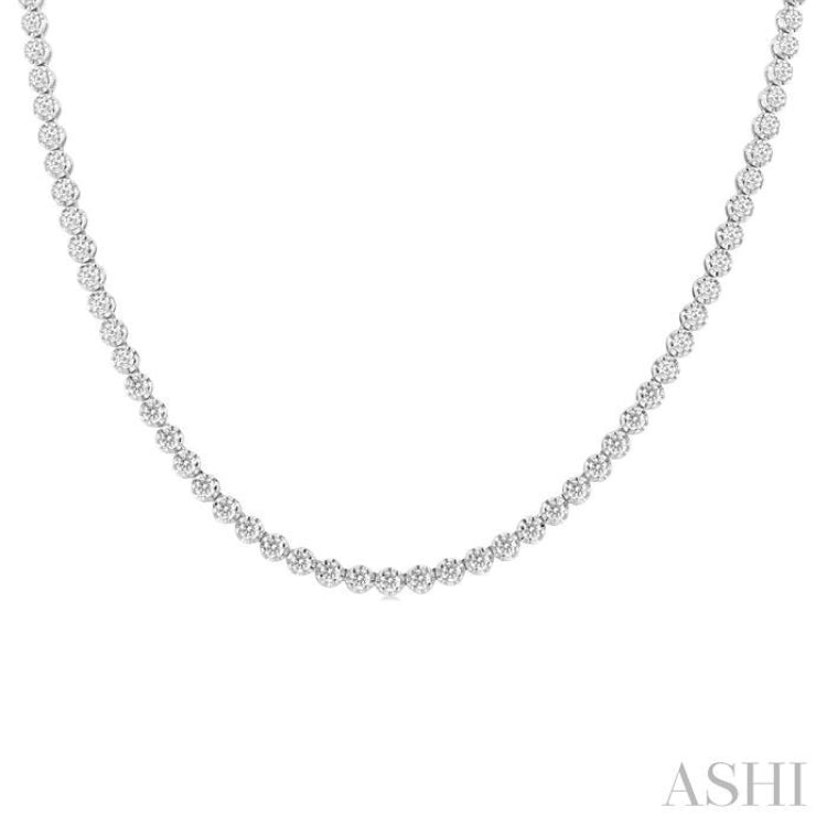 7 ctw Illusion Round Cut Diamond Eternity Tennis Necklace in 14K White Gold