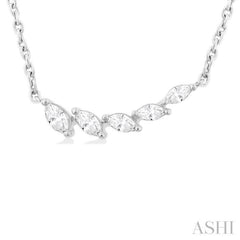 1/3 Ctw Graduated Marquise Cut Diamond Fashion Necklace in 14K White Gold