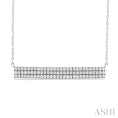 1/4 ctw Bar Triple Row Round Cut Diamond Necklace in 10K White Gold