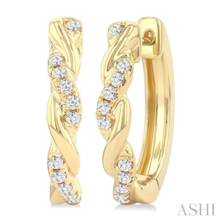 1/3 ctw Round Cut Diamond Twisted Fashion Hoop Earrings in 14K Yellow Gold