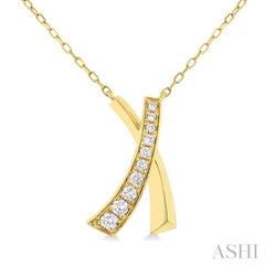 1/4 ctw 'X' Shape Round Cut Diamond Necklace in 14K Yellow Gold