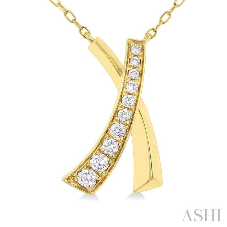 1/4 ctw 'X' Shape Round Cut Diamond Necklace in 14K Yellow Gold