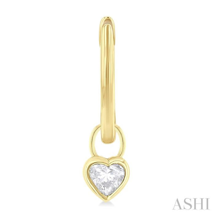 1/3 ctw Bezel Set Heart Cut Diamond Huggie Earrings in 14K Yellow Gold