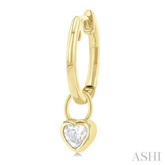 1/3 ctw Bezel Set Heart Cut Diamond Huggie Earrings in 14K Yellow Gold