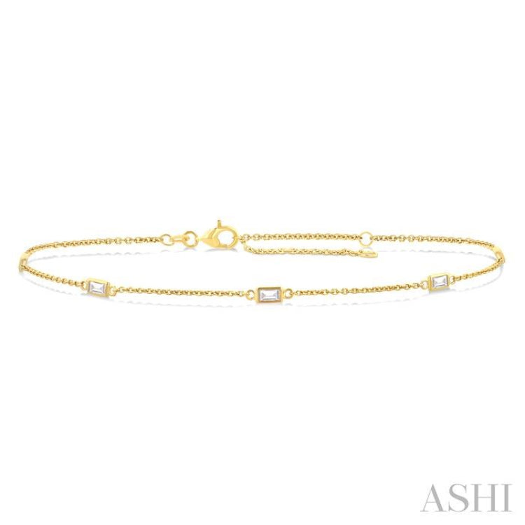1/4 ctw Baguette Cut Diamond Station Bracelet in 14K Yellow Gold