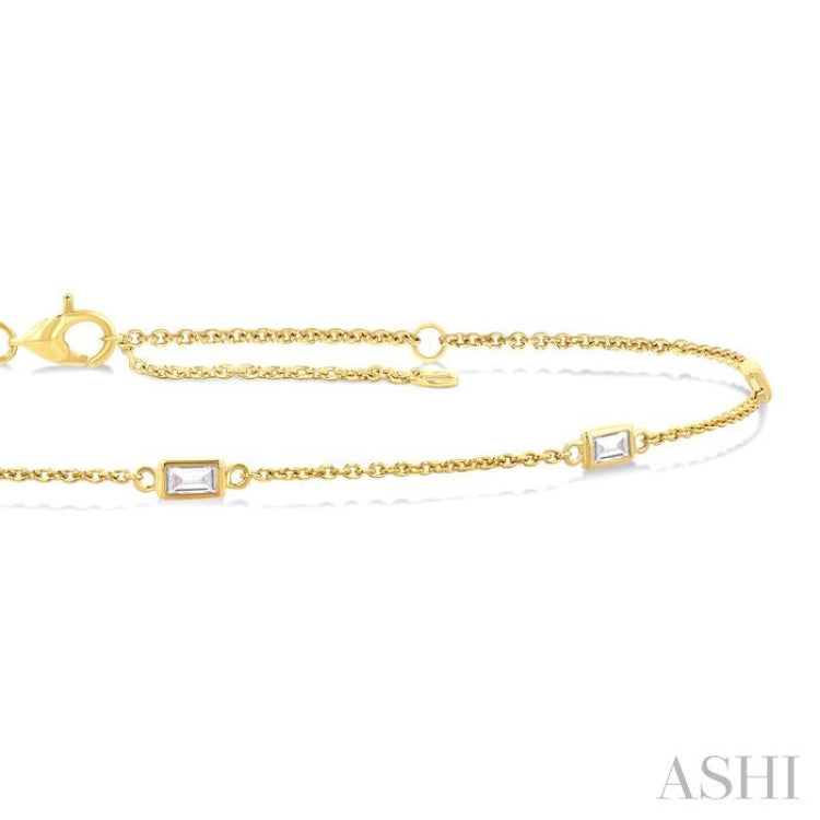 1/4 ctw Baguette Cut Diamond Station Bracelet in 14K Yellow Gold